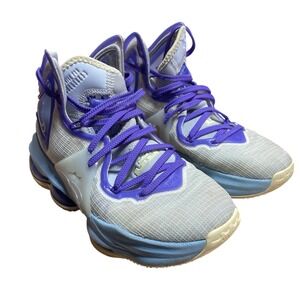 Nike LeBron 19 Low Kids Basketball Shoes Light Purple White DD0413 412 Sz 5.5Y